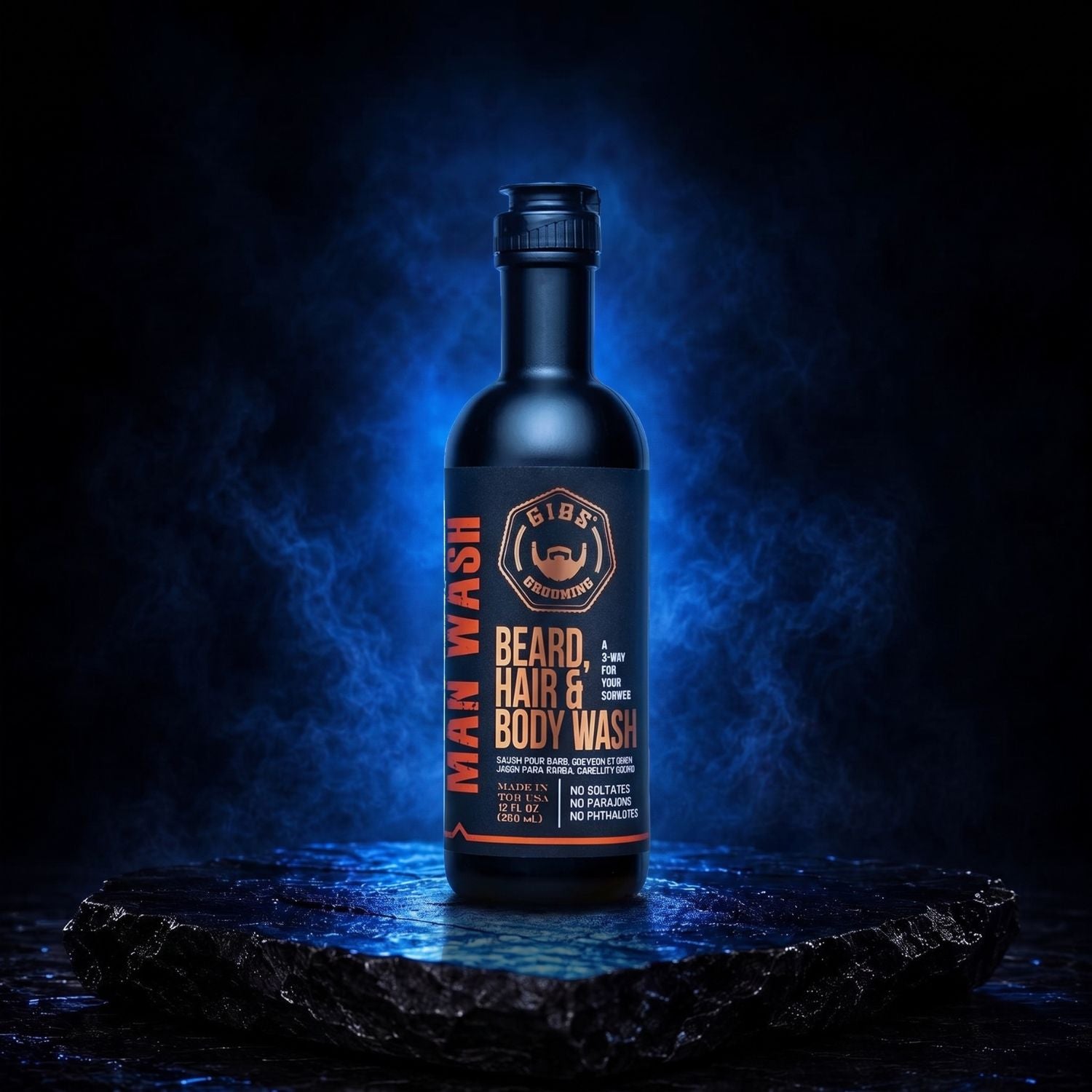GIBS Original Man Wash: Beard, Hair & Body Hydrator 12 oz