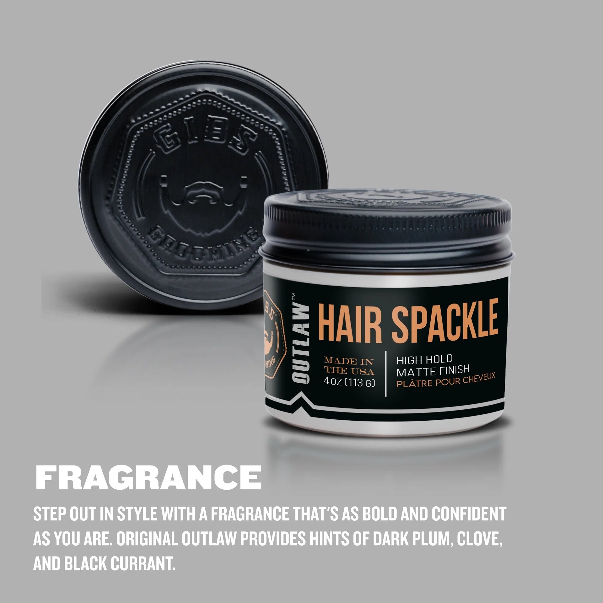 GIBS Outlaw Hair Spackle - Strong Hold Styling Clay for Men (4oz)