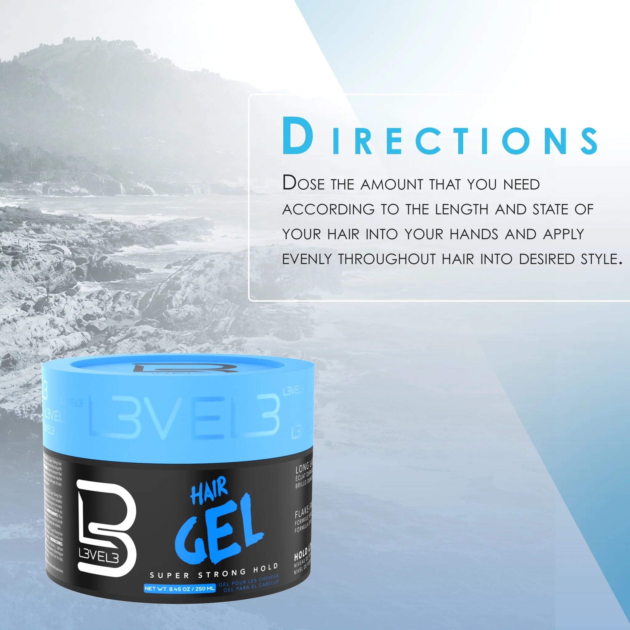 L3VEL3 Barber Hair Gel - Extreme Hold Men's Styling Gel