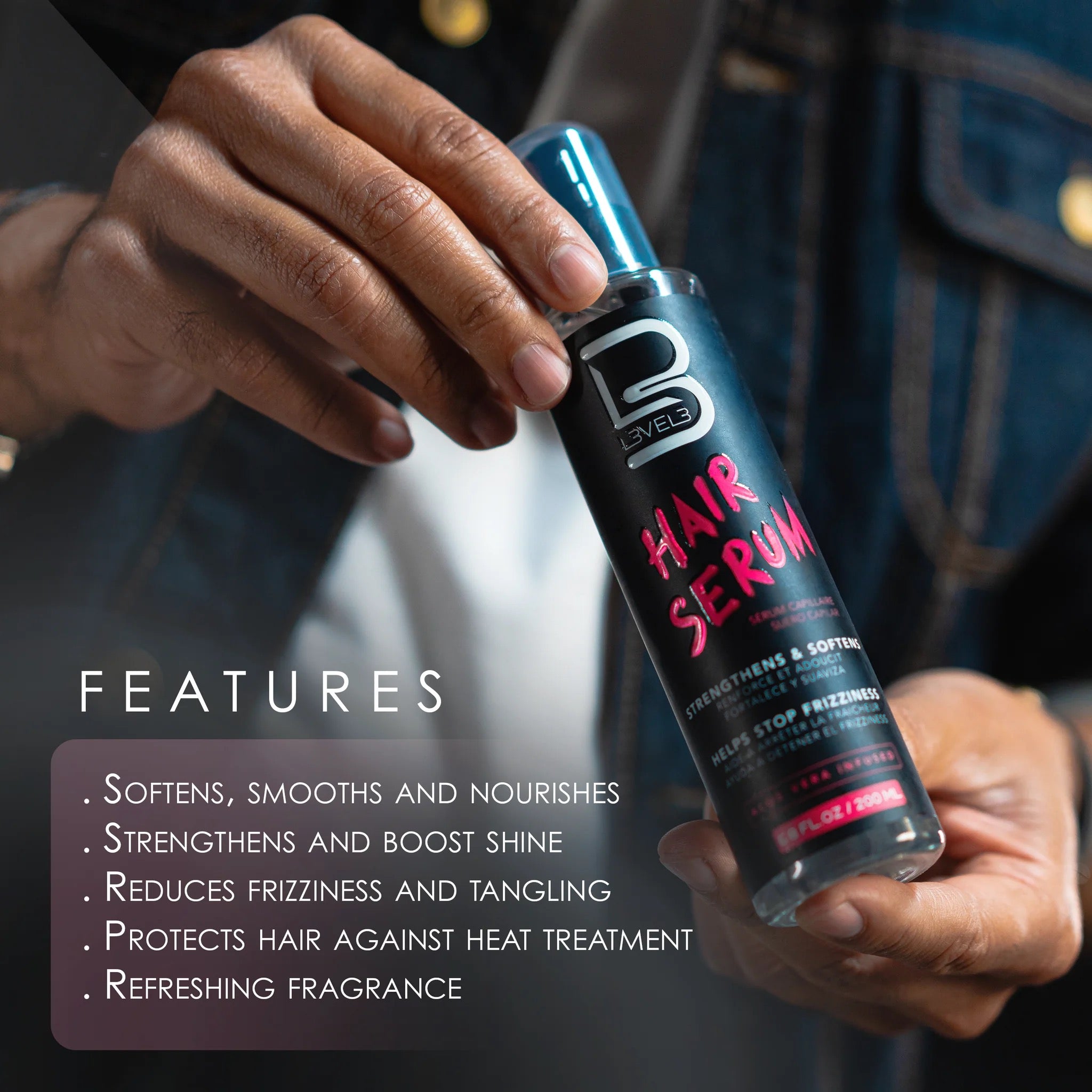 L3VEL3 Hair Serum - Shine & Anti-Frizz Treatment for Men