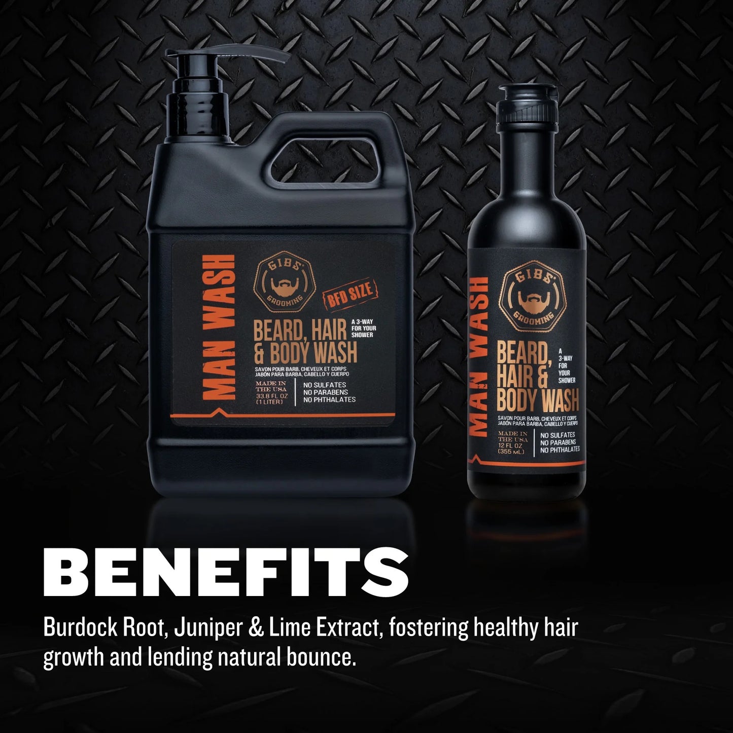 GIBS Original Man Wash: Beard, Hair & Body Hydrator 12 oz