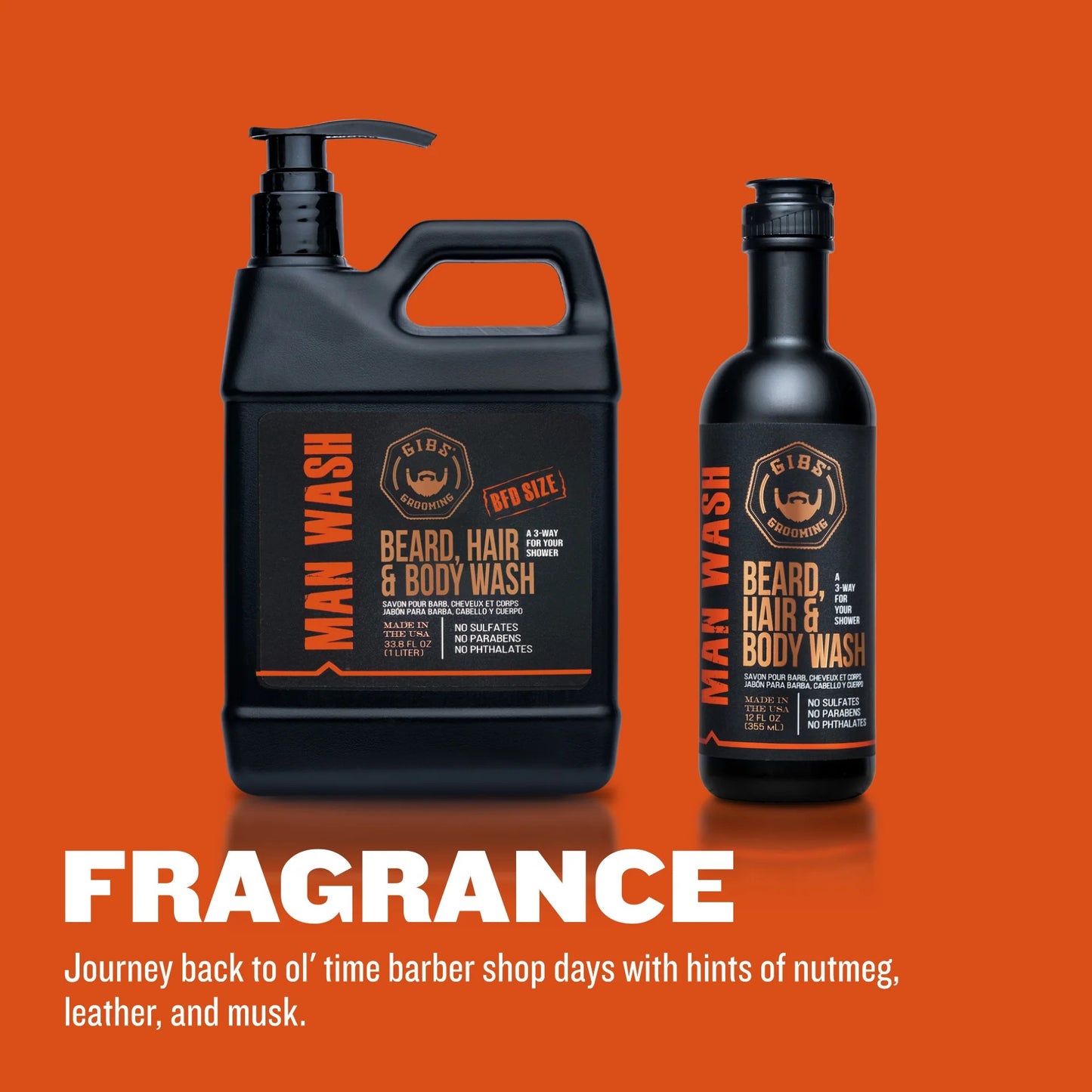 GIBS Original Man Wash: Beard, Hair & Body Hydrator 12 oz