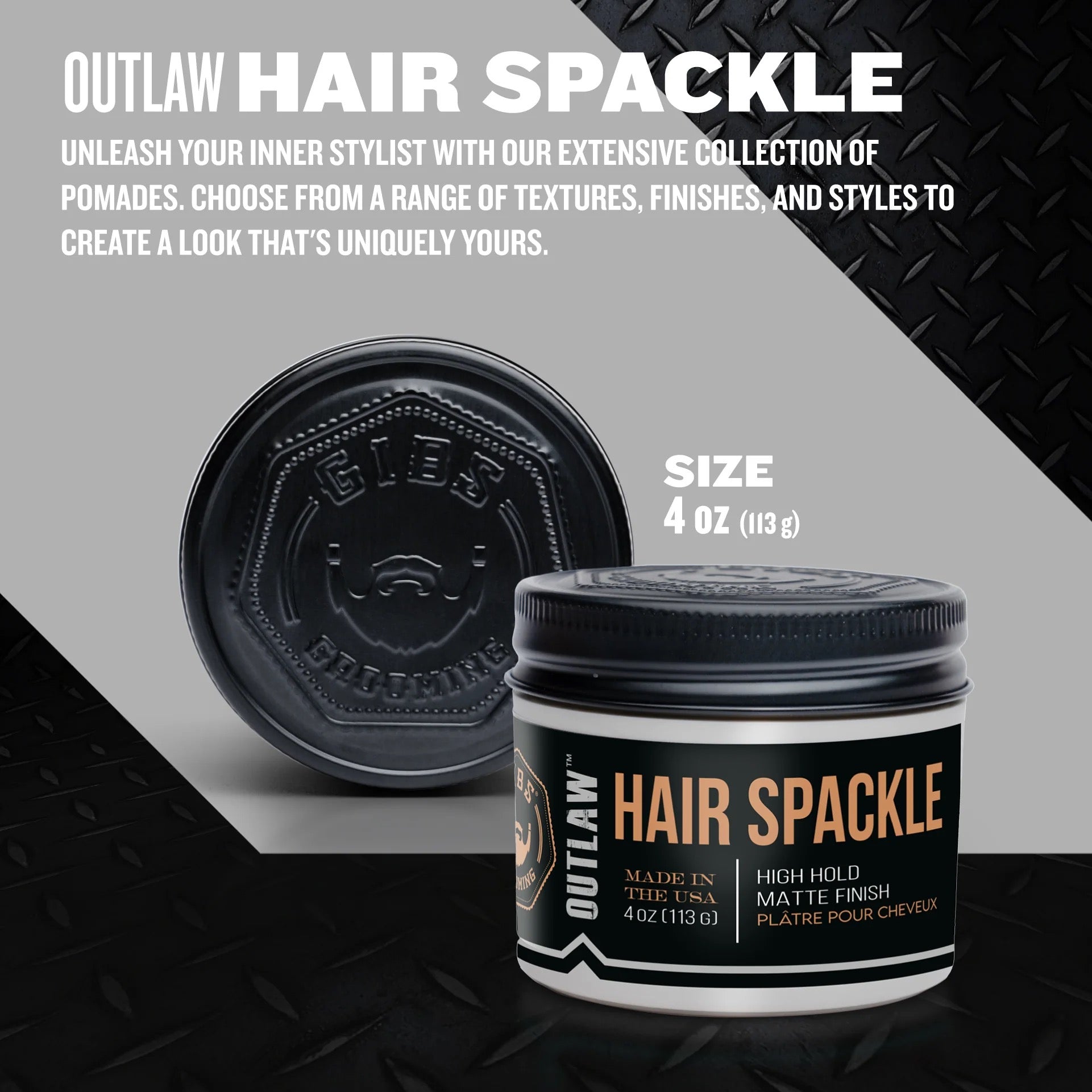 GIBS Outlaw Hair Spackle - Strong Hold Styling Clay for Men (4oz)